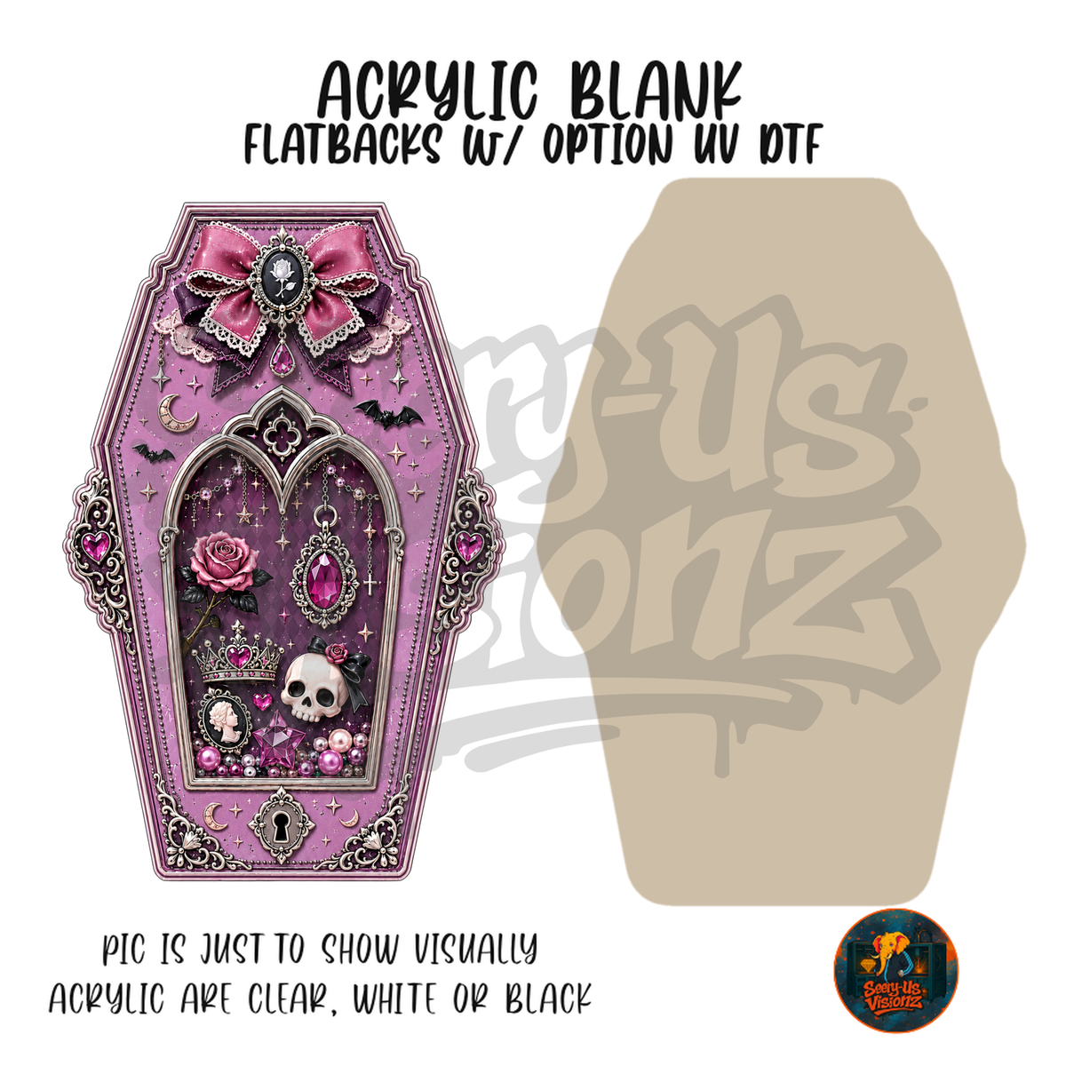 Lavender Skull Coffin Frame acrylic blank, Acrylic & UV DTF Print