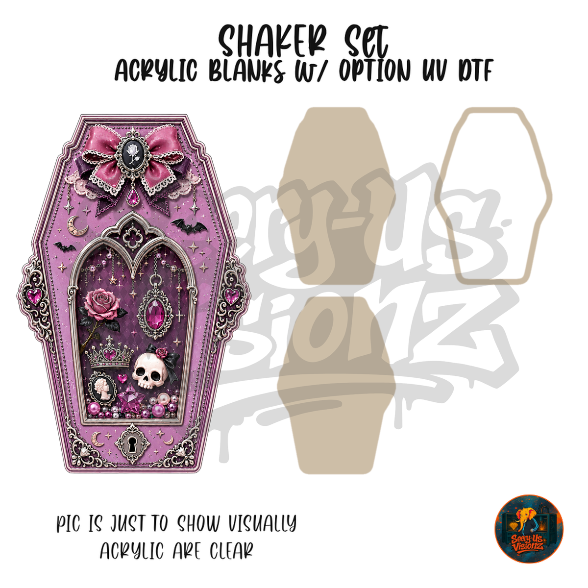 Lavender Skull Coffin Frame shaker set acrylic blanks