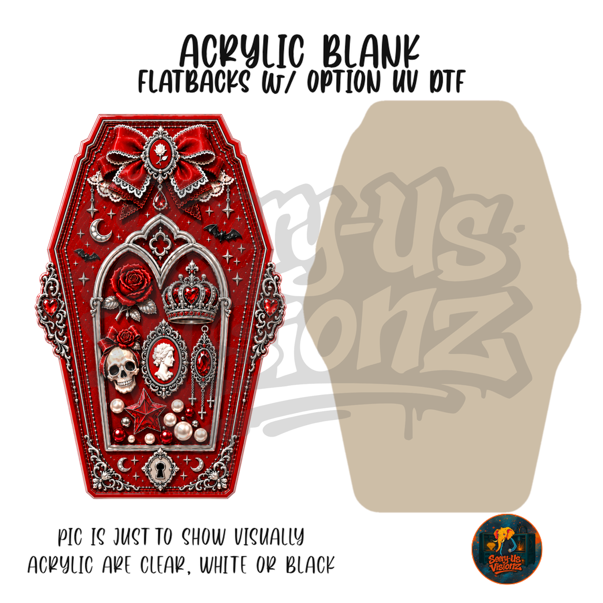 Red Gothic Coffin Frame acrylic blank, Acrylic & UV DTF Print