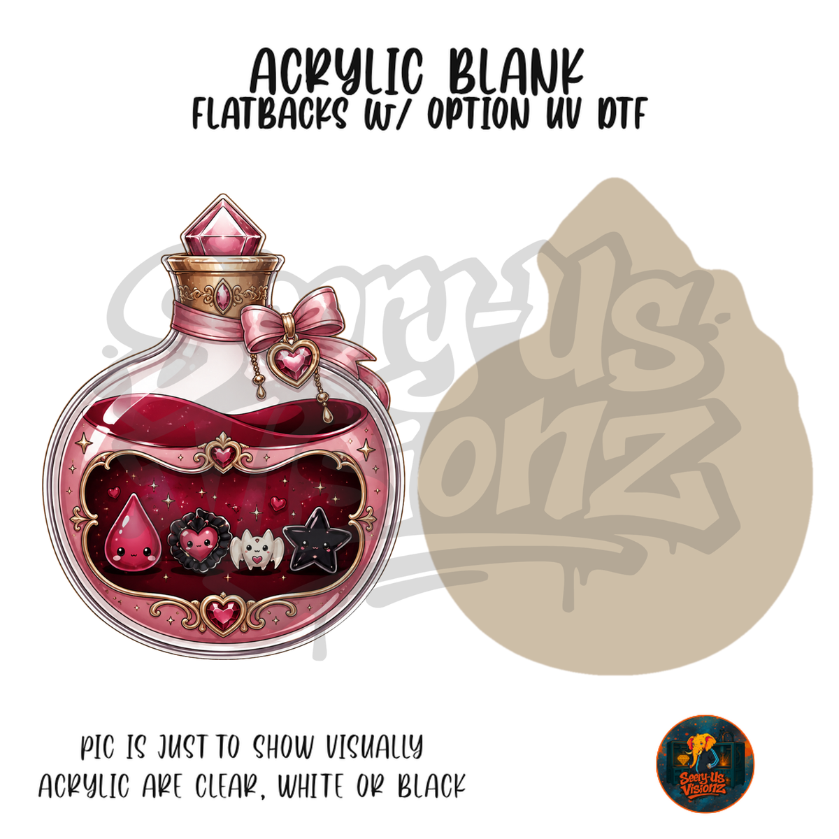 Pink Round Potion Bottle acrylic blank, Acrylic & UV DTF Print