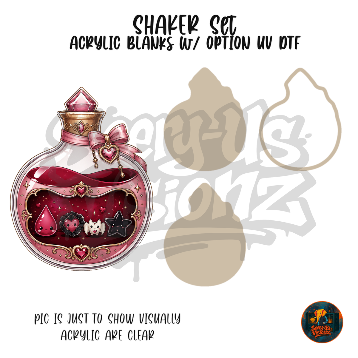 Pink Round Potion Bottle shaker set acrylic blanks