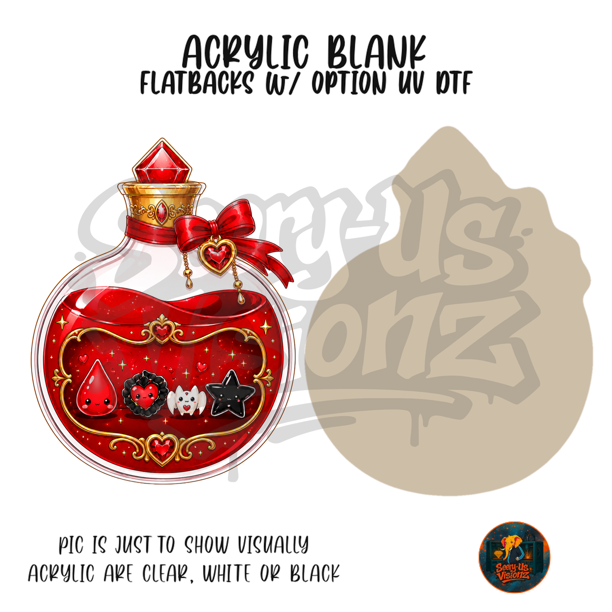 Red Round Potion Bottle acrylic blank, Acrylic & UV DTF Print