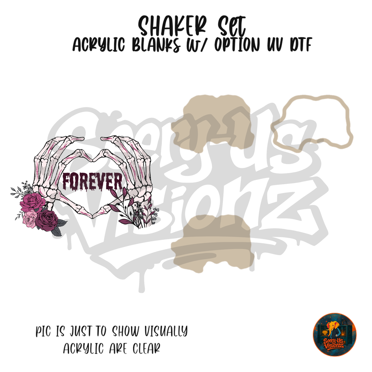 Forever Skeleton Heart Hands shaker set acrylic blanks