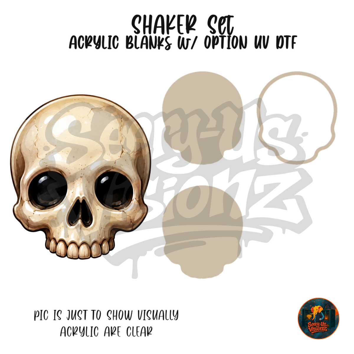 Cream Cartoon Skull shaker set acrylic blanks