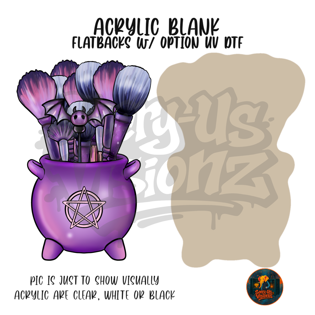 Purple Cauldron Makeup Brushes acrylic blank, Acrylic & UV DTF Print