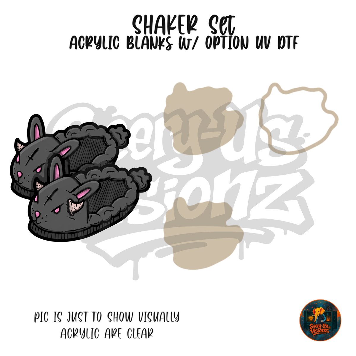 Black Bunny Slippers shaker set acrylic blanks