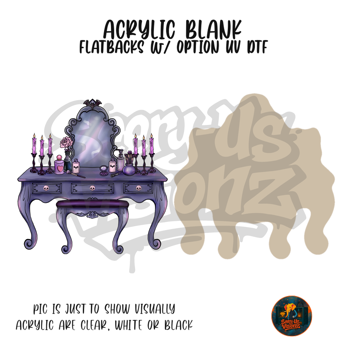 Purple Gothic Vanity acrylic blank, Acrylic & UV DTF Print