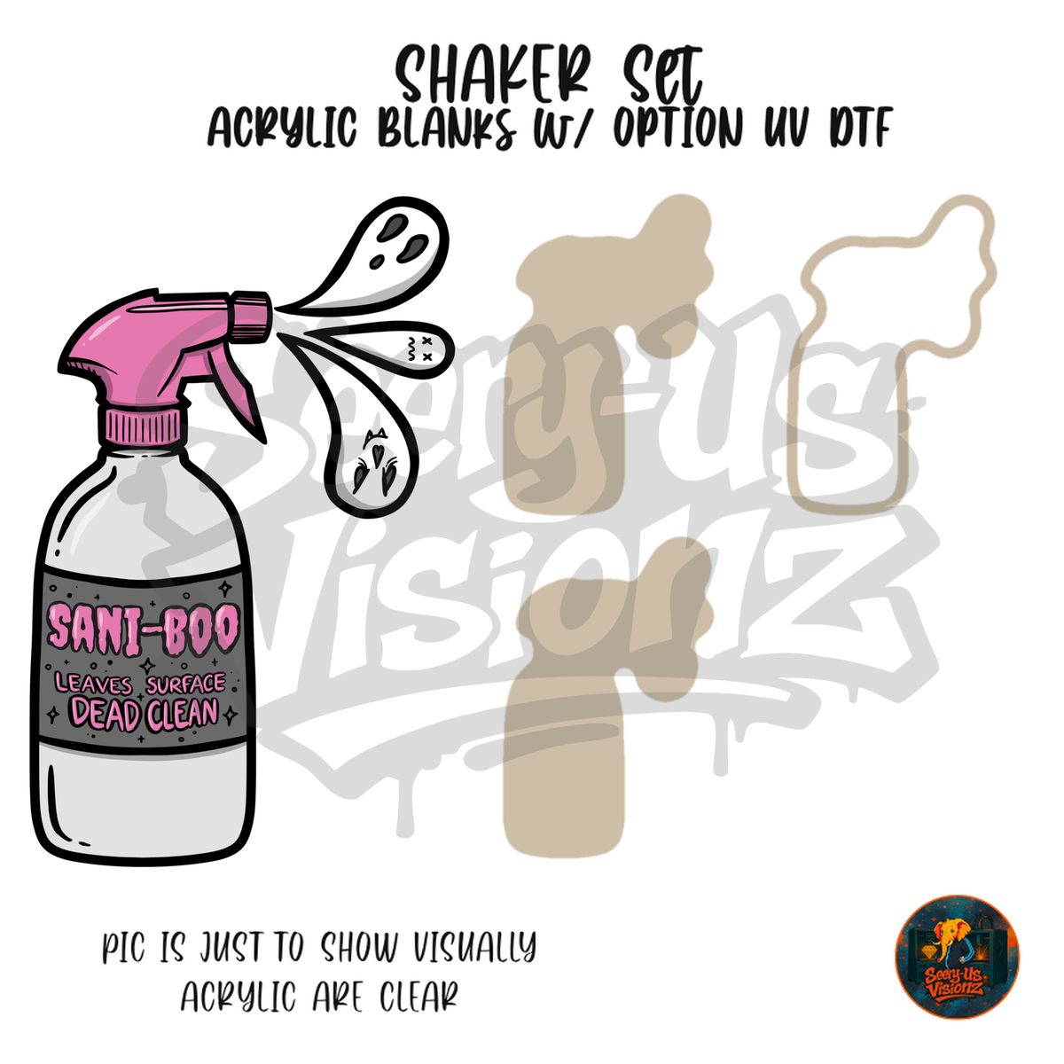 Sani-Boo Ghost Spray shaker set acrylic blanks