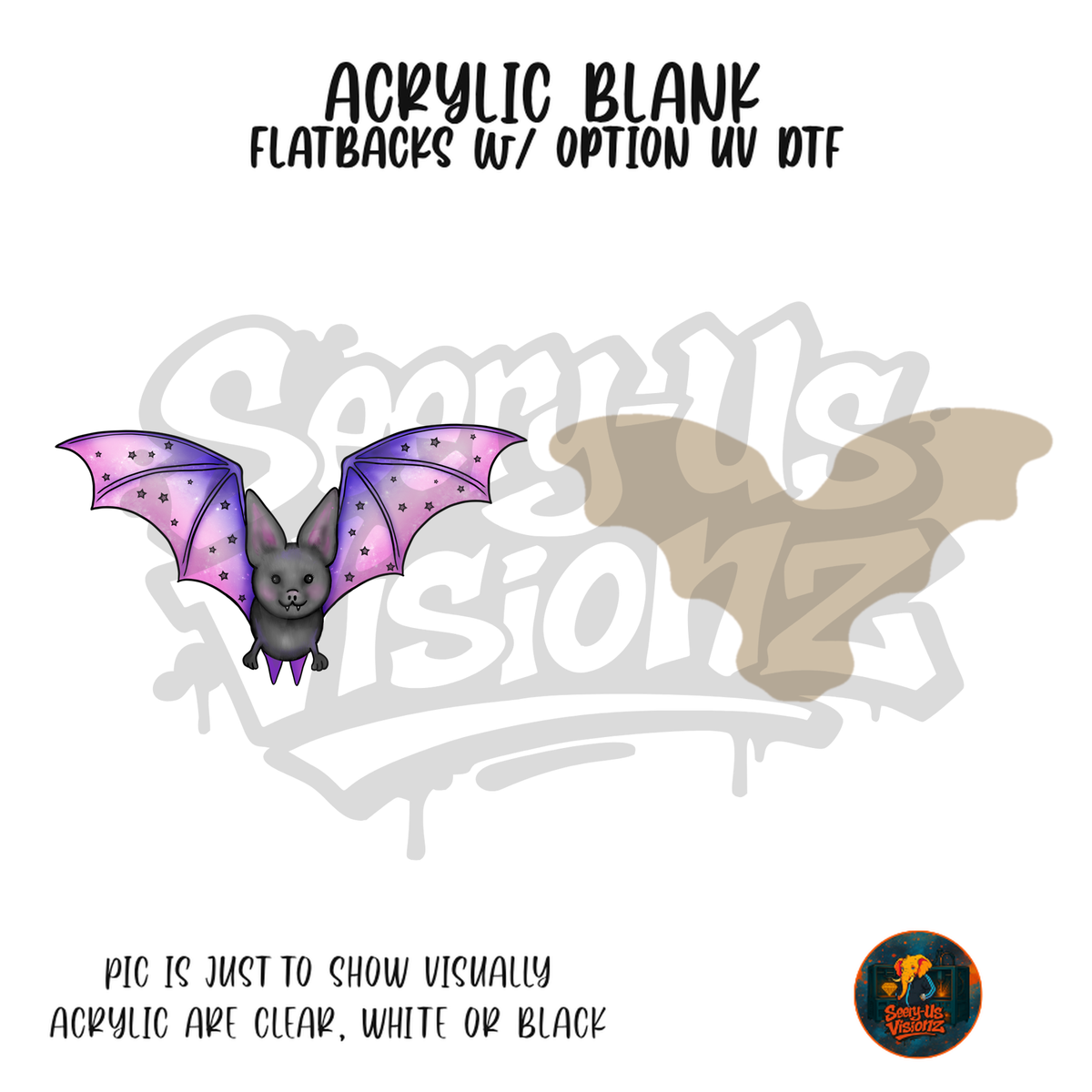 Starry Pastel Bat acrylic blank, Acrylic & UV DTF Print