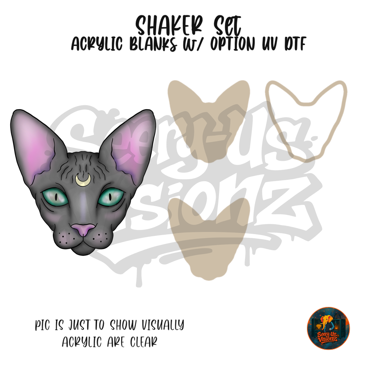 Hairless Moon Cat shaker set acrylic blanks