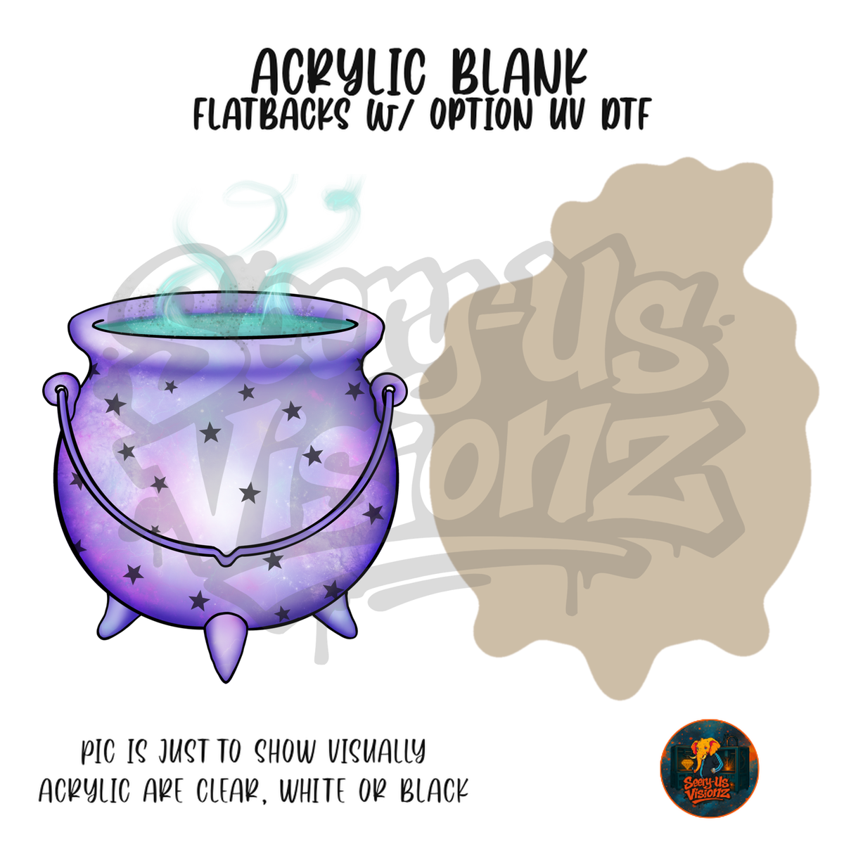 Starry Purple Cauldron acrylic blank, Acrylic & UV DTF Print
