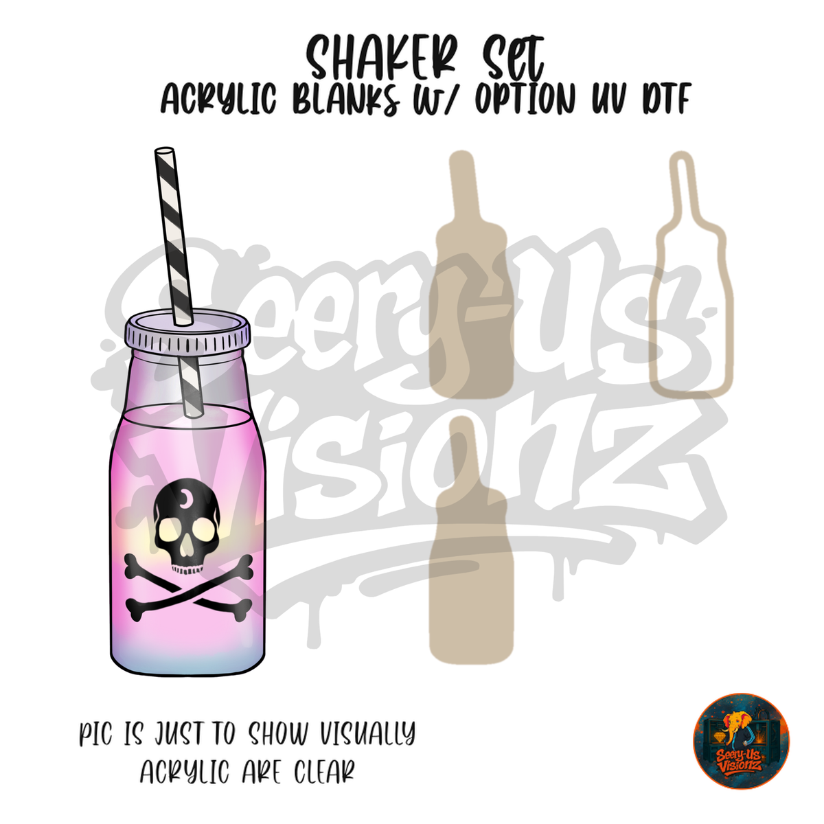 Pink Poison Milk Bottle shaker set acrylic blanks