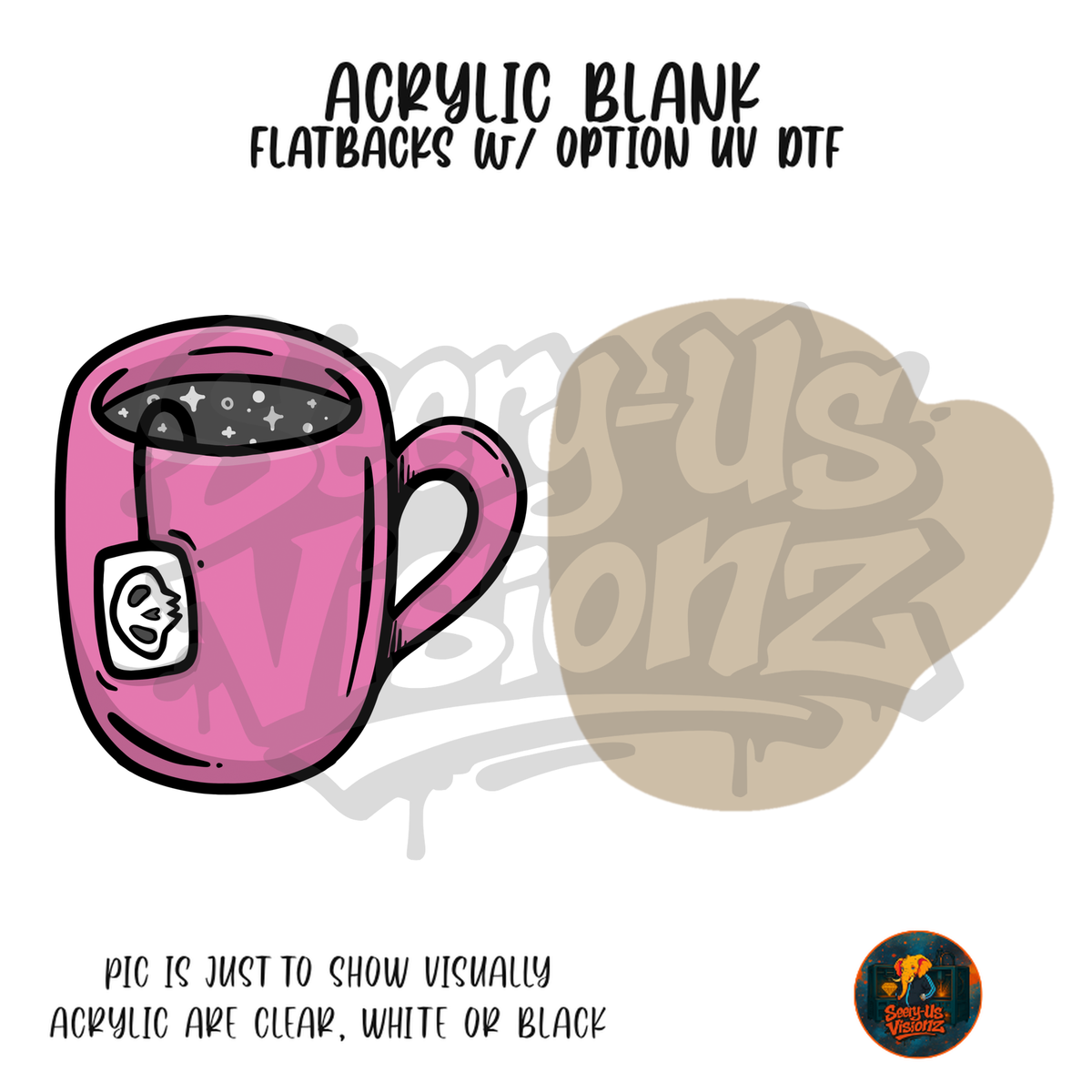 Pink Ghost Tea Mug acrylic blank, Acrylic & UV DTF Print