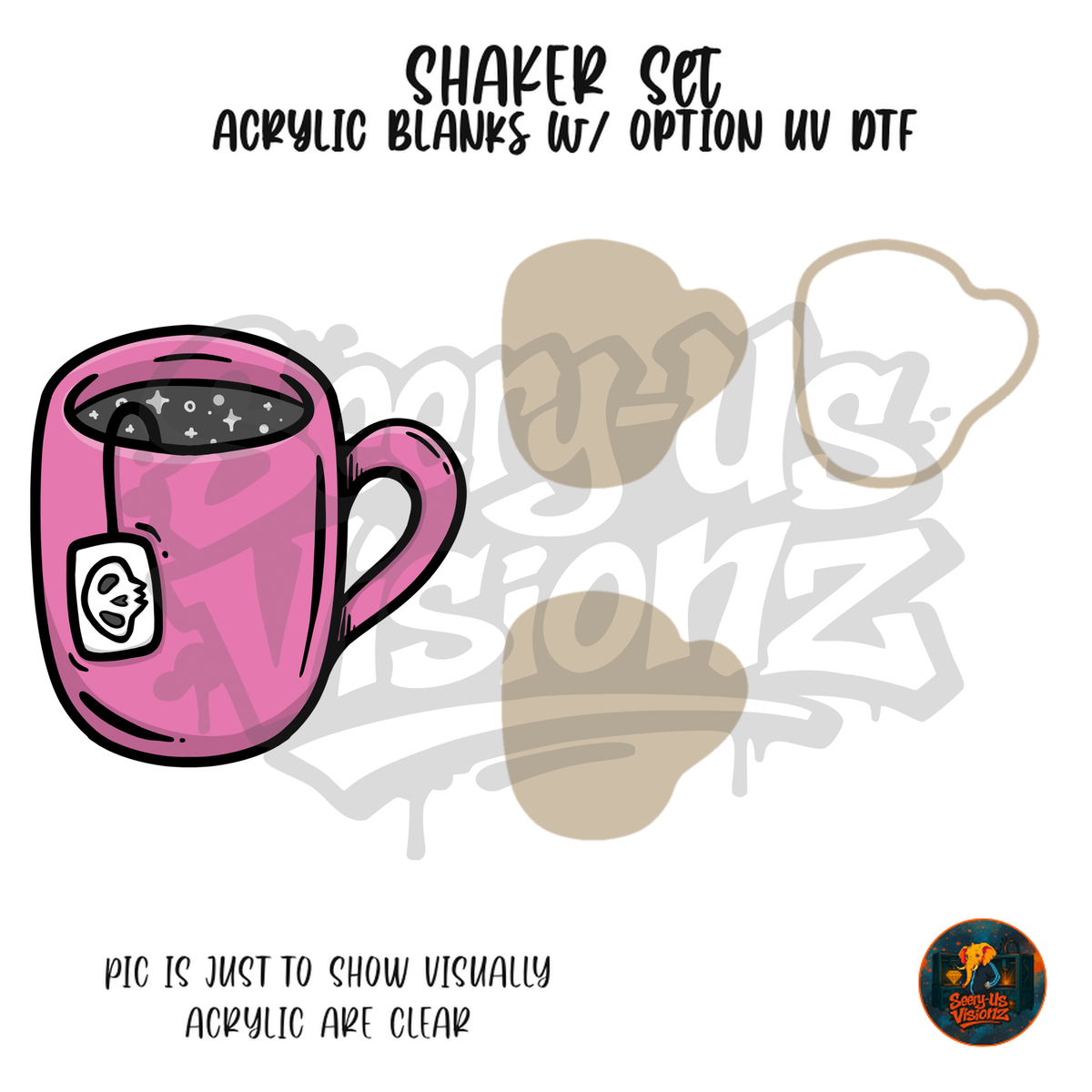 Pink Ghost Tea Mug shaker set acrylic blanks