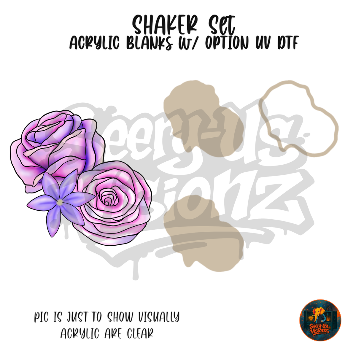 Pastel Pink Roses shaker set acrylic blanks