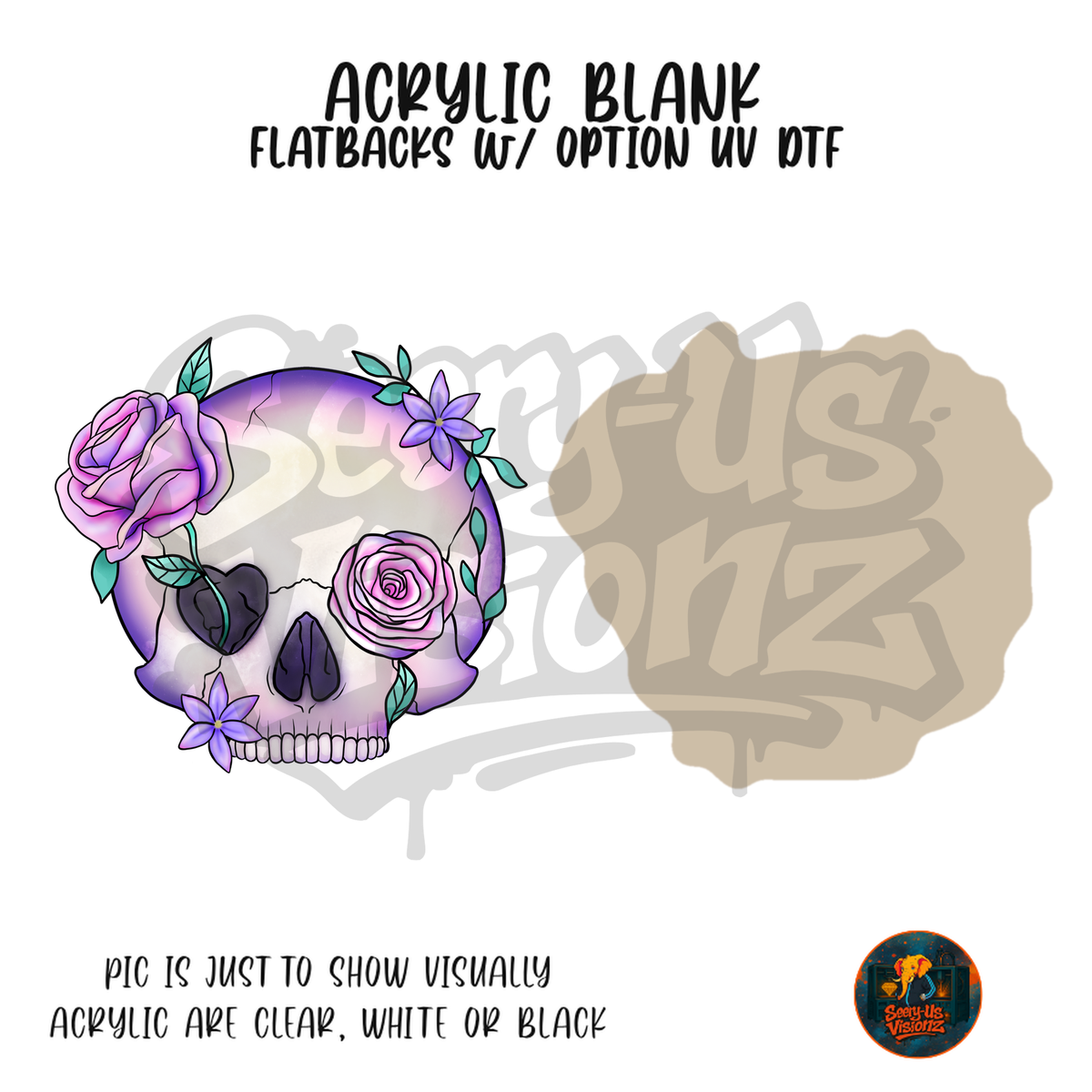 Floral Pastel Skull acrylic blank, Acrylic & UV DTF Print
