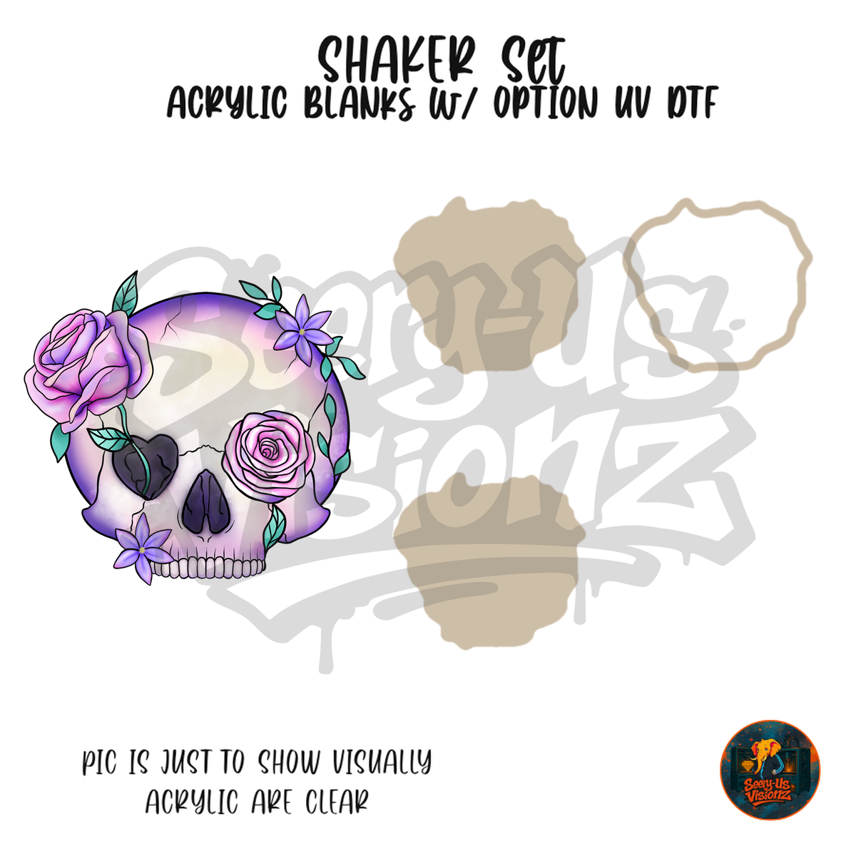 Floral Pastel Skull shaker set acrylic blanks