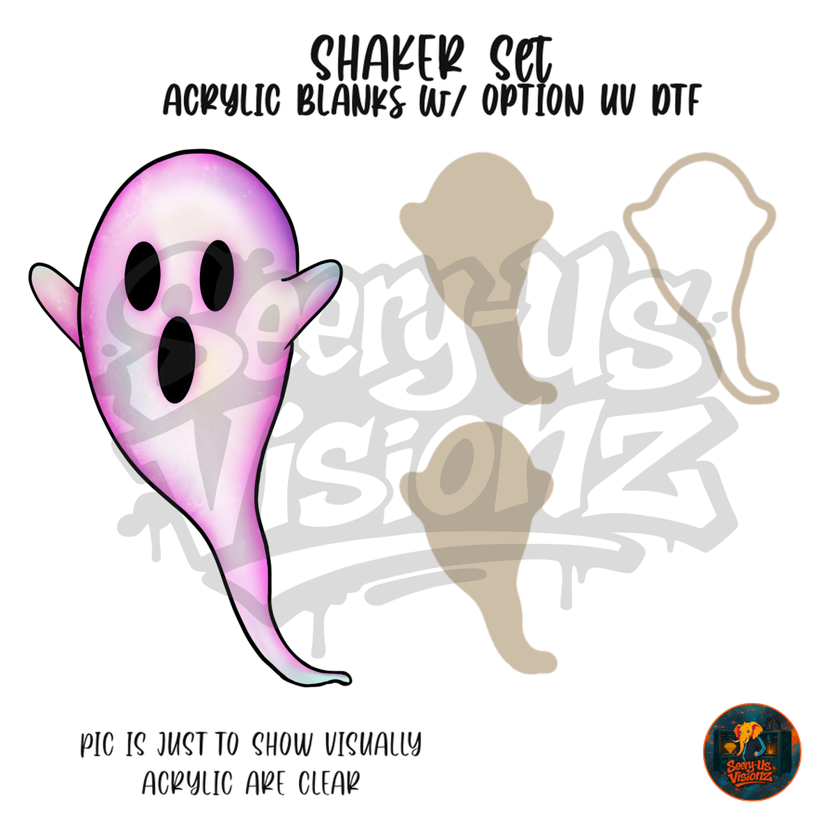 Pink Cute Ghost shaker set acrylic blanks