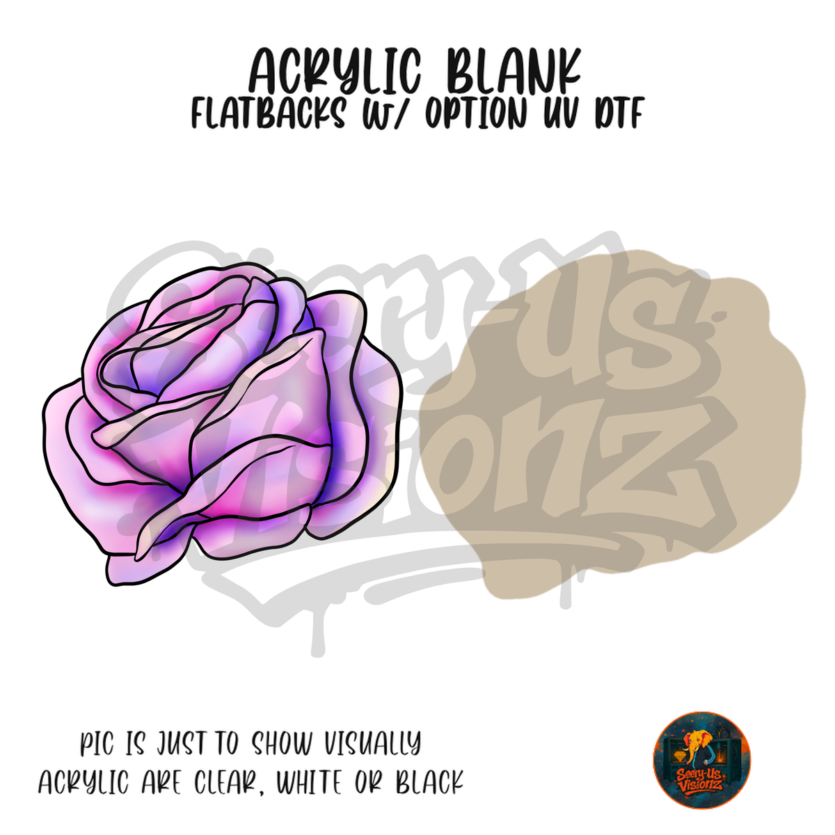 Purple Pink Rose acrylic blank, Acrylic & UV DTF Print