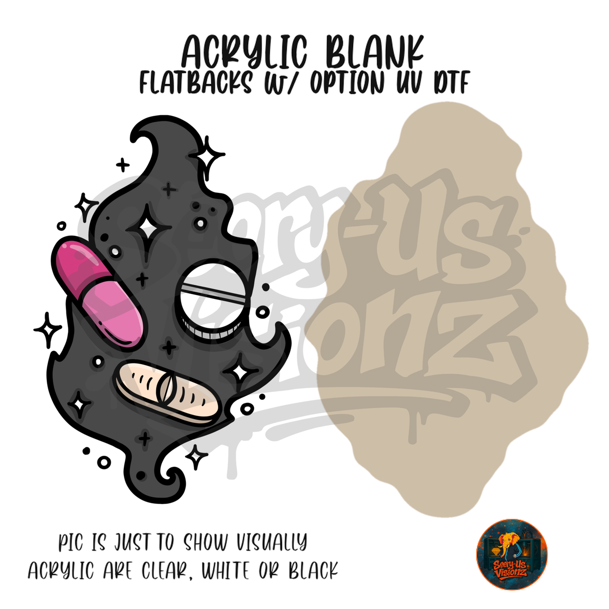 Black Pills Bandage Blob acrylic blank, Acrylic & UV DTF Print