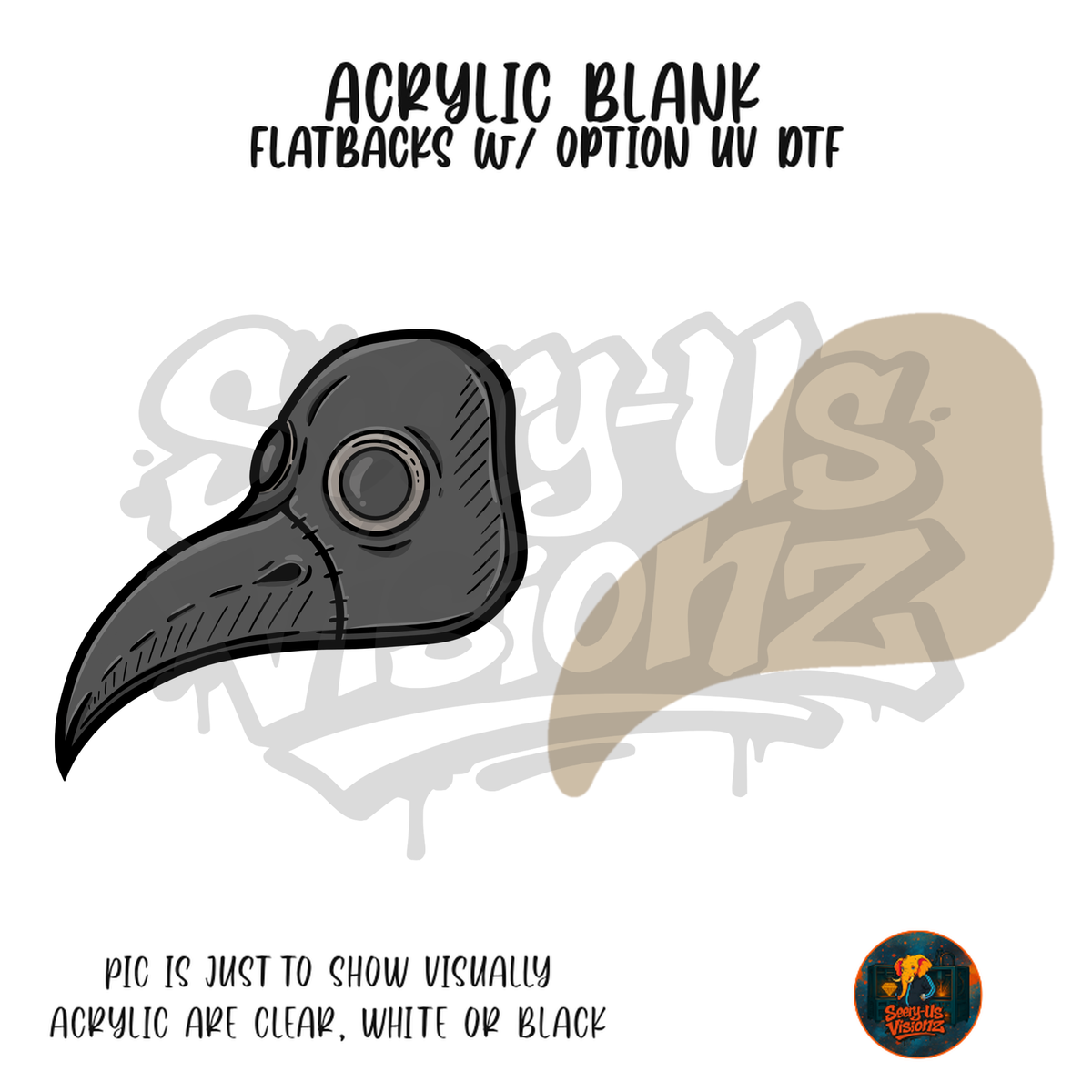 Plague Doctor Mask acrylic blank, Acrylic & UV DTF Print