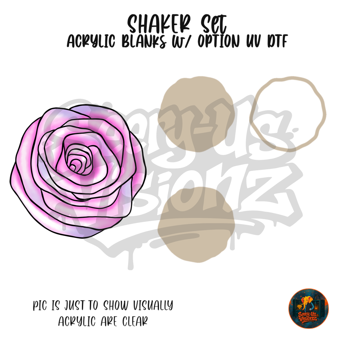 Pink Rose Bloom shaker set acrylic blanks