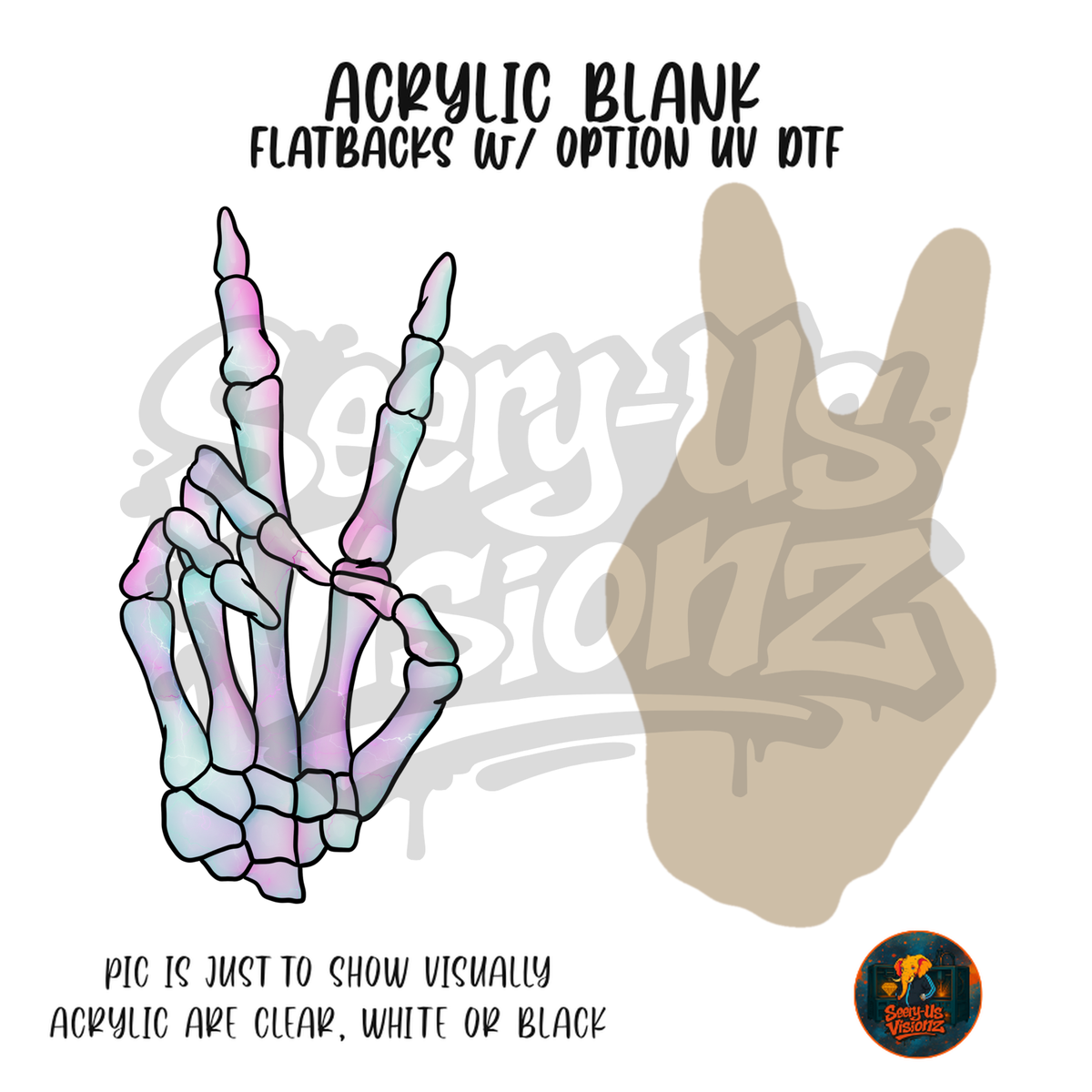 Skeleton Peace Sign acrylic blank, Acrylic & UV DTF Print