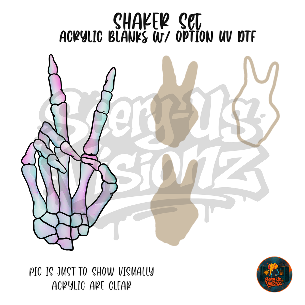 Skeleton Peace Sign shaker set acrylic blanks