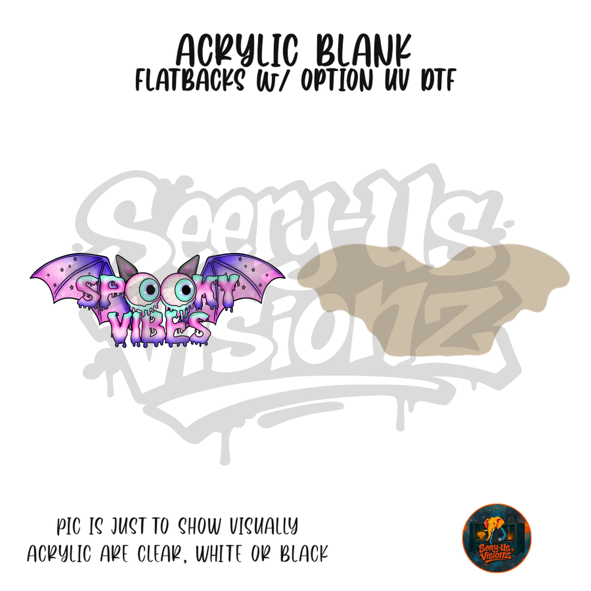 Spooky Vibes Bat Wings acrylic blank, Acrylic & UV DTF Print