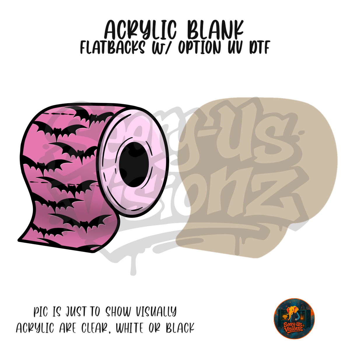 Pink Bat Toilet Paper acrylic blank, Acrylic & UV DTF Print