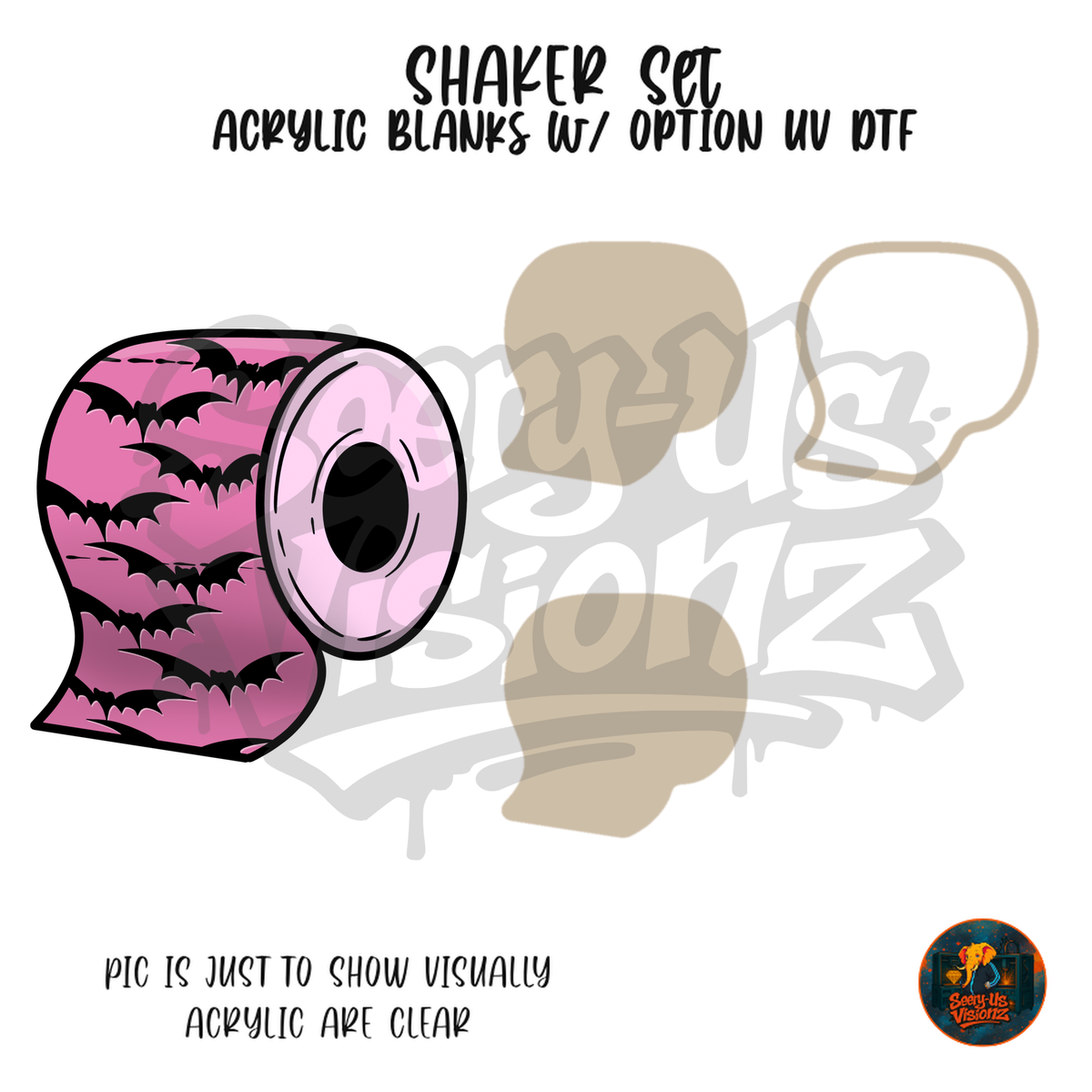 Pink Bat Toilet Paper shaker set acrylic blanks