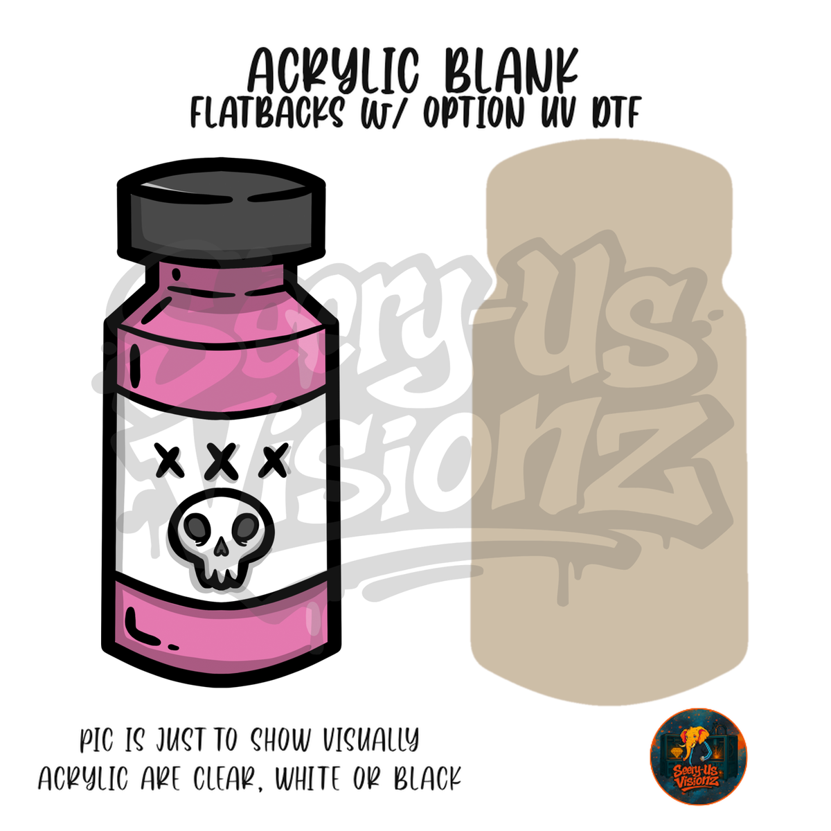 Pink Skull Poison Vial acrylic blank, Acrylic & UV DTF Print