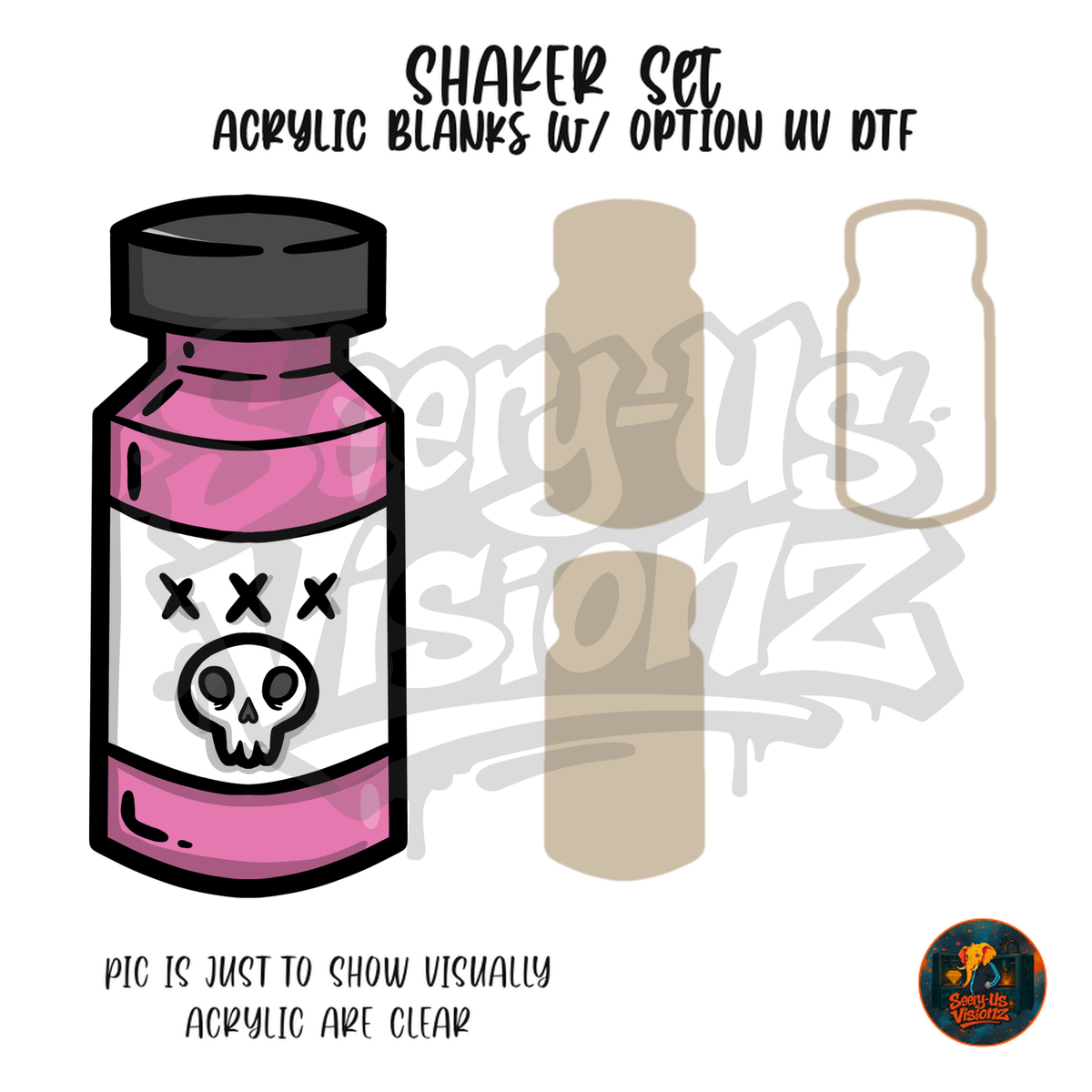 Pink Skull Poison Vial shaker set acrylic blanks