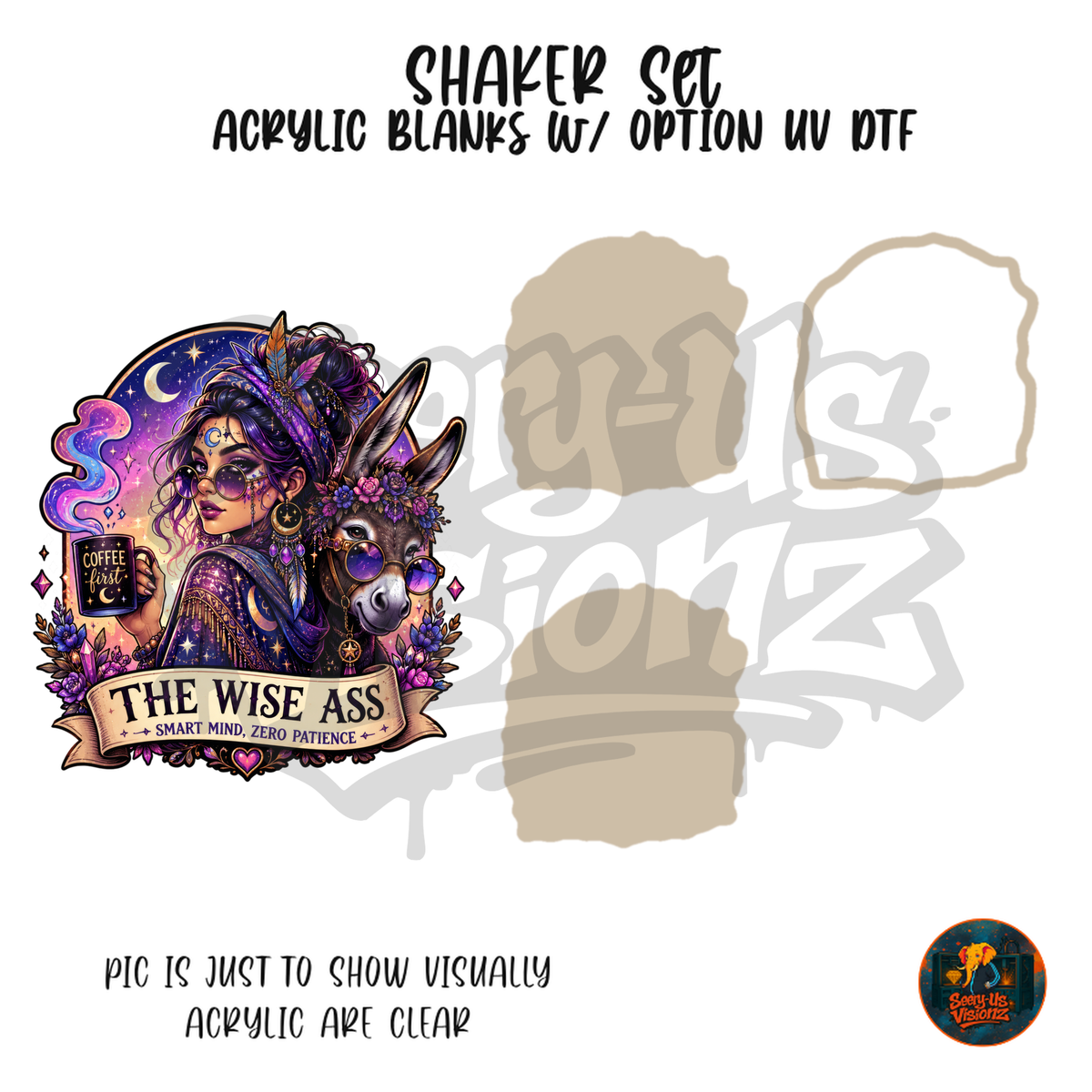 The Wise Ass Witch shaker set acrylic blanks