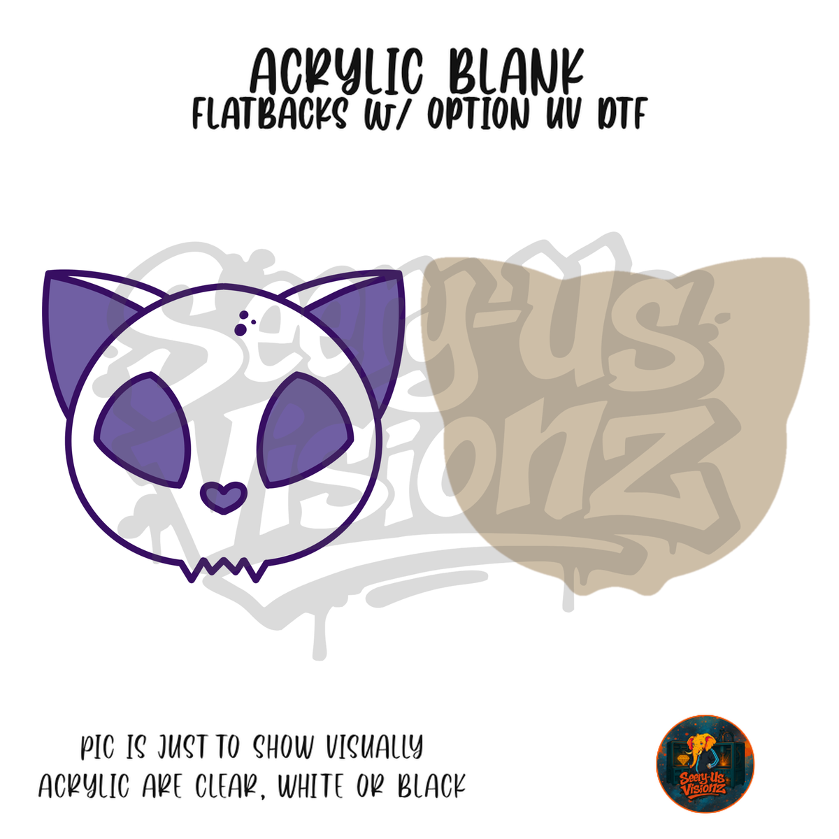 Purple Cat Skull acrylic blank, Acrylic & UV DTF Print