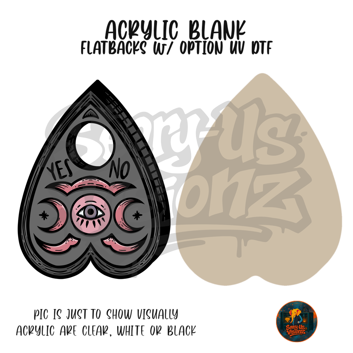 Black Pink Spirit Board acrylic blank, Acrylic & UV DTF Print