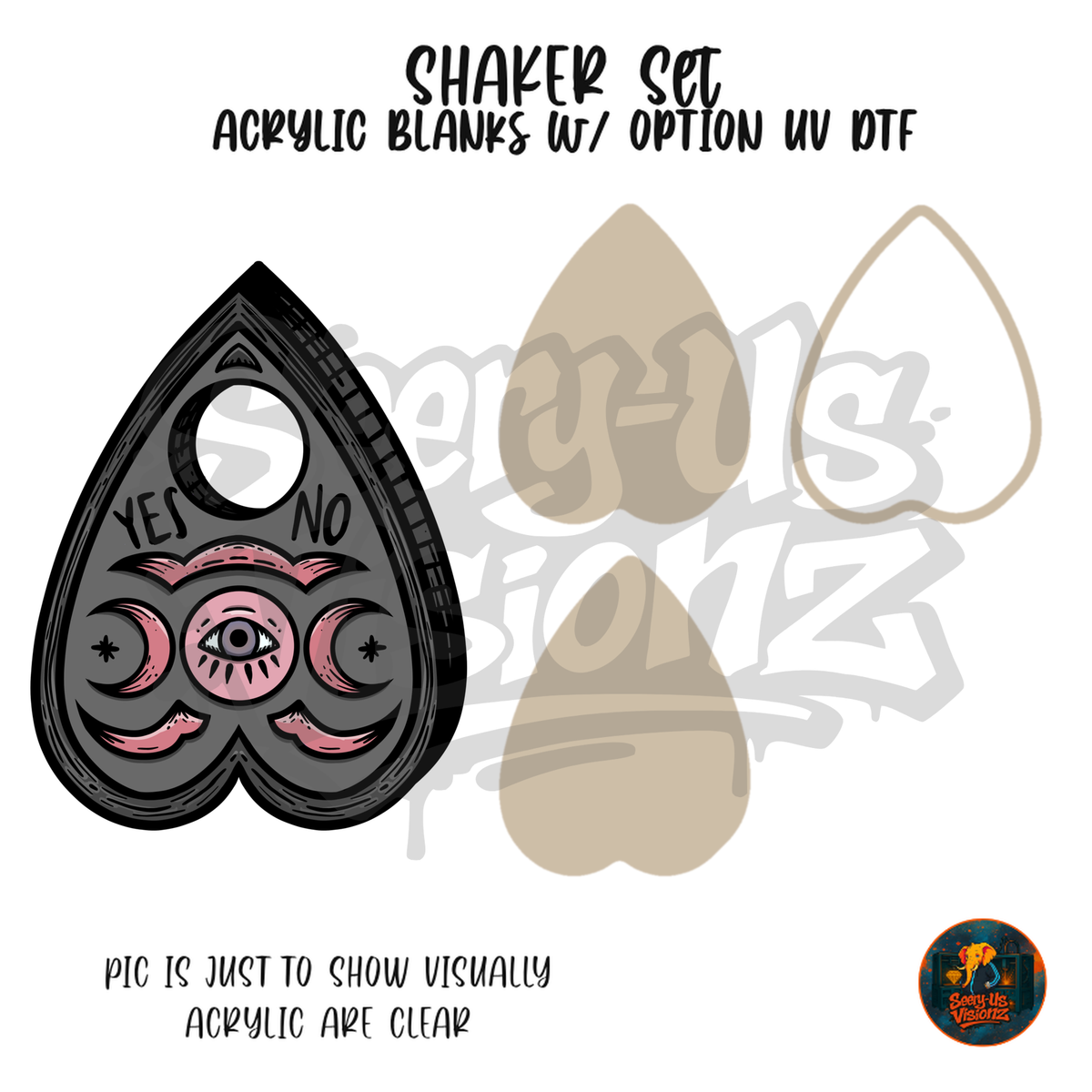 Black Pink Spirit Board shaker set acrylic blanks