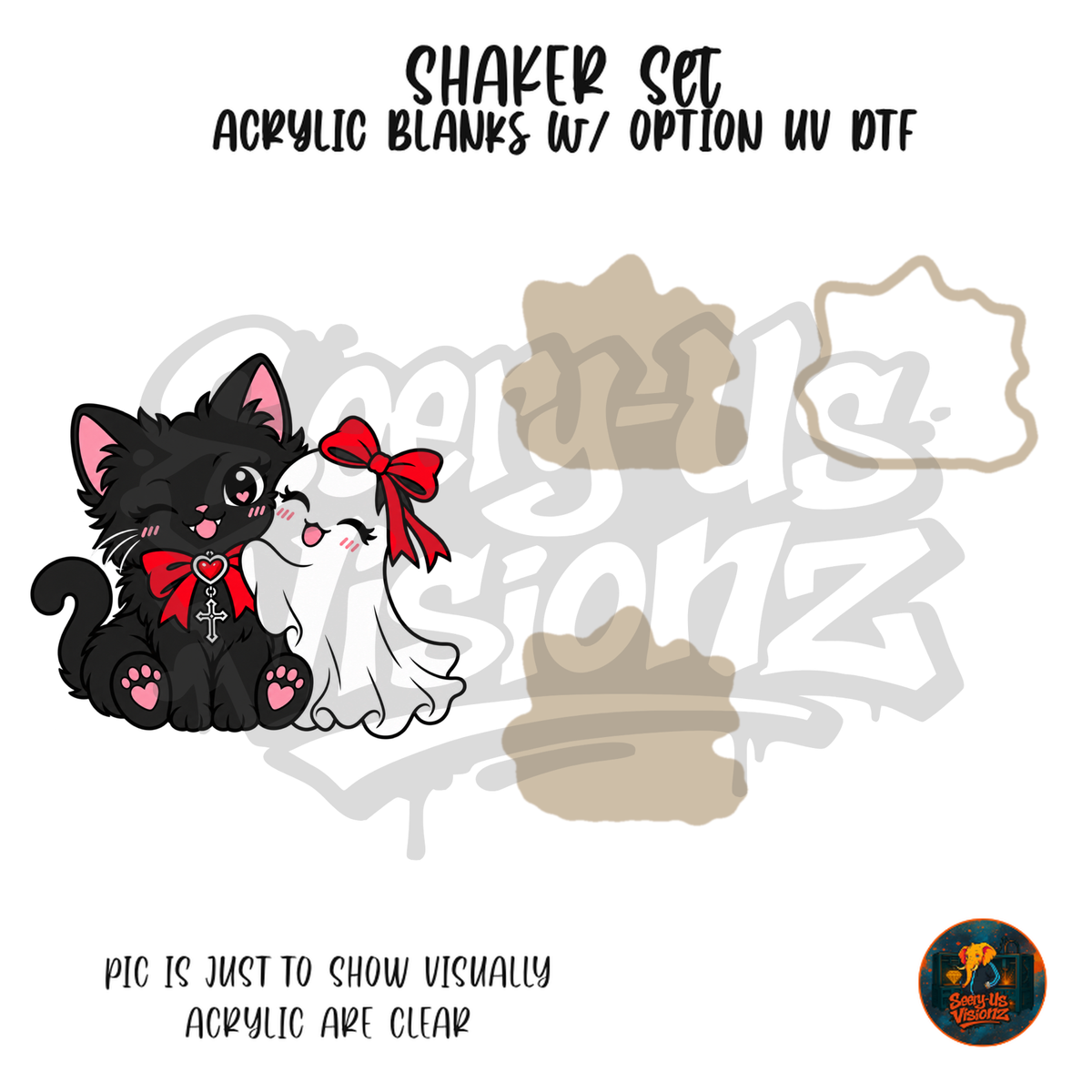 Black Cat Ghost Friends shaker set acrylic blanks