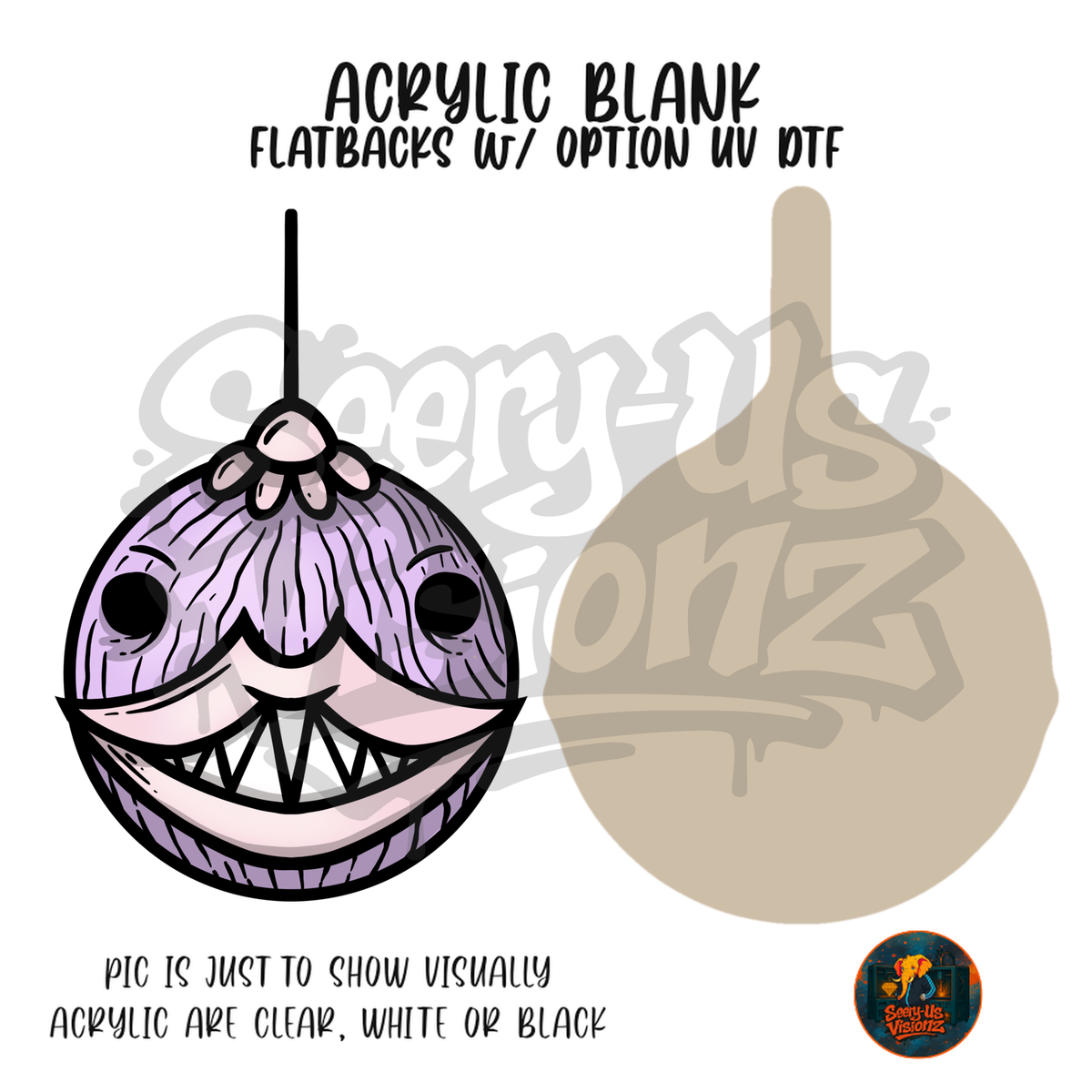 Grinning Purple Ornament acrylic blank, Acrylic & UV DTF Print