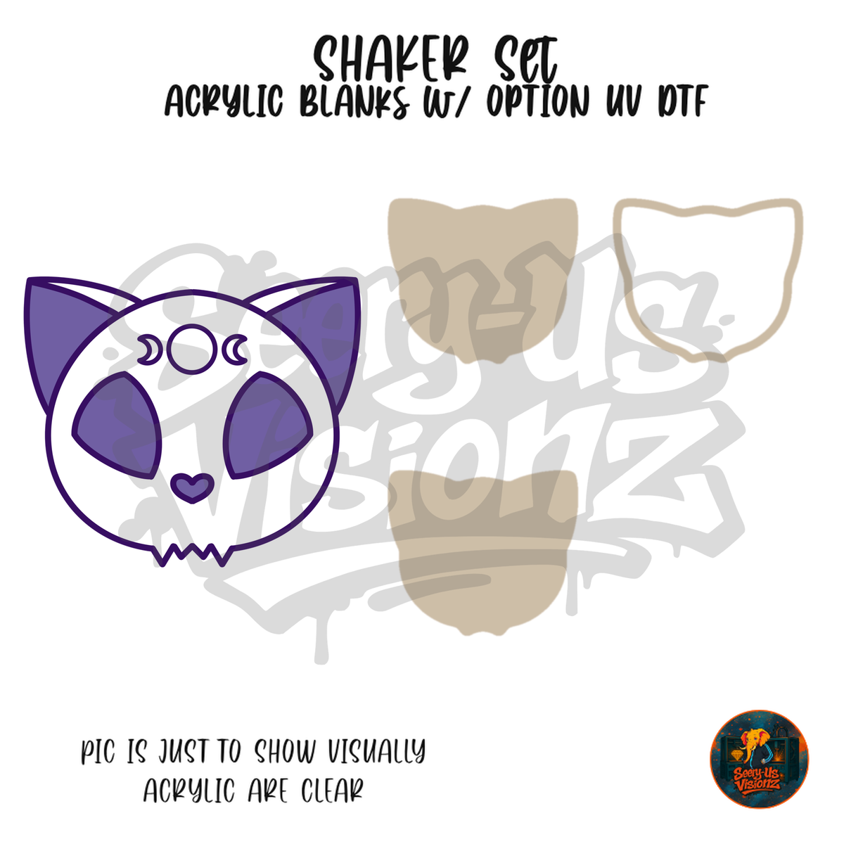 Moon Phase Cat Skull shaker set acrylic blanks