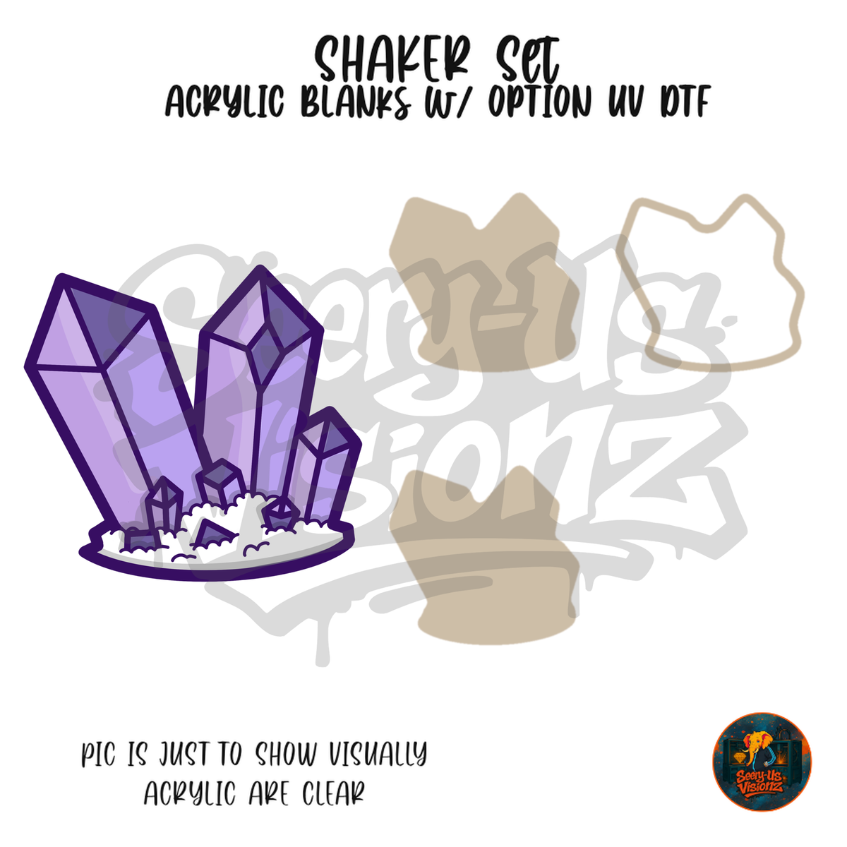 Purple Crystal Cluster shaker set acrylic blanks