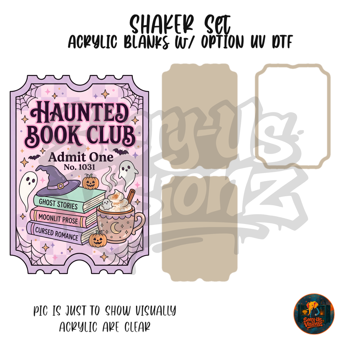 Haunted Book Club Ticket shaker set acrylic blanks