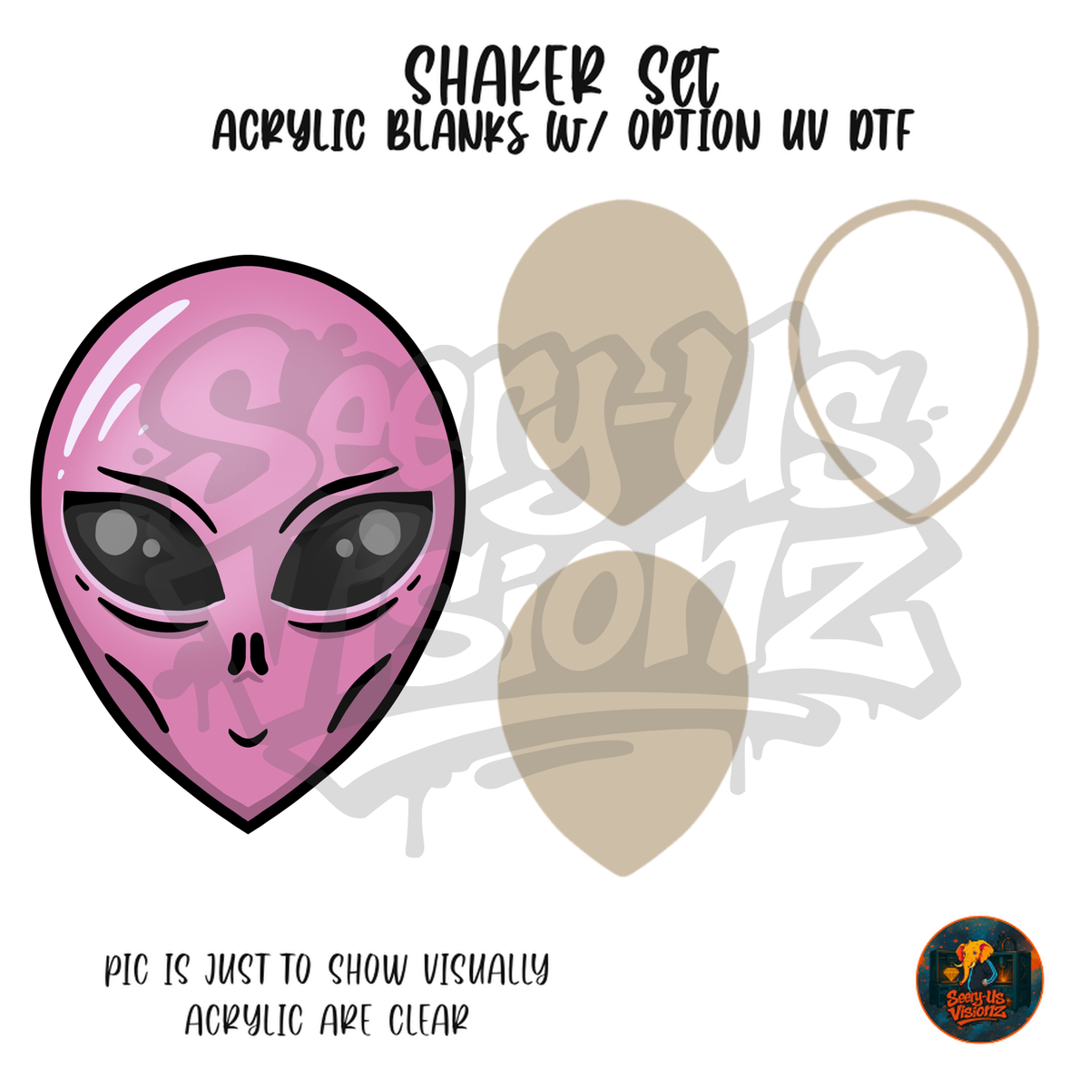 Pink Alien Head shaker set acrylic blanks