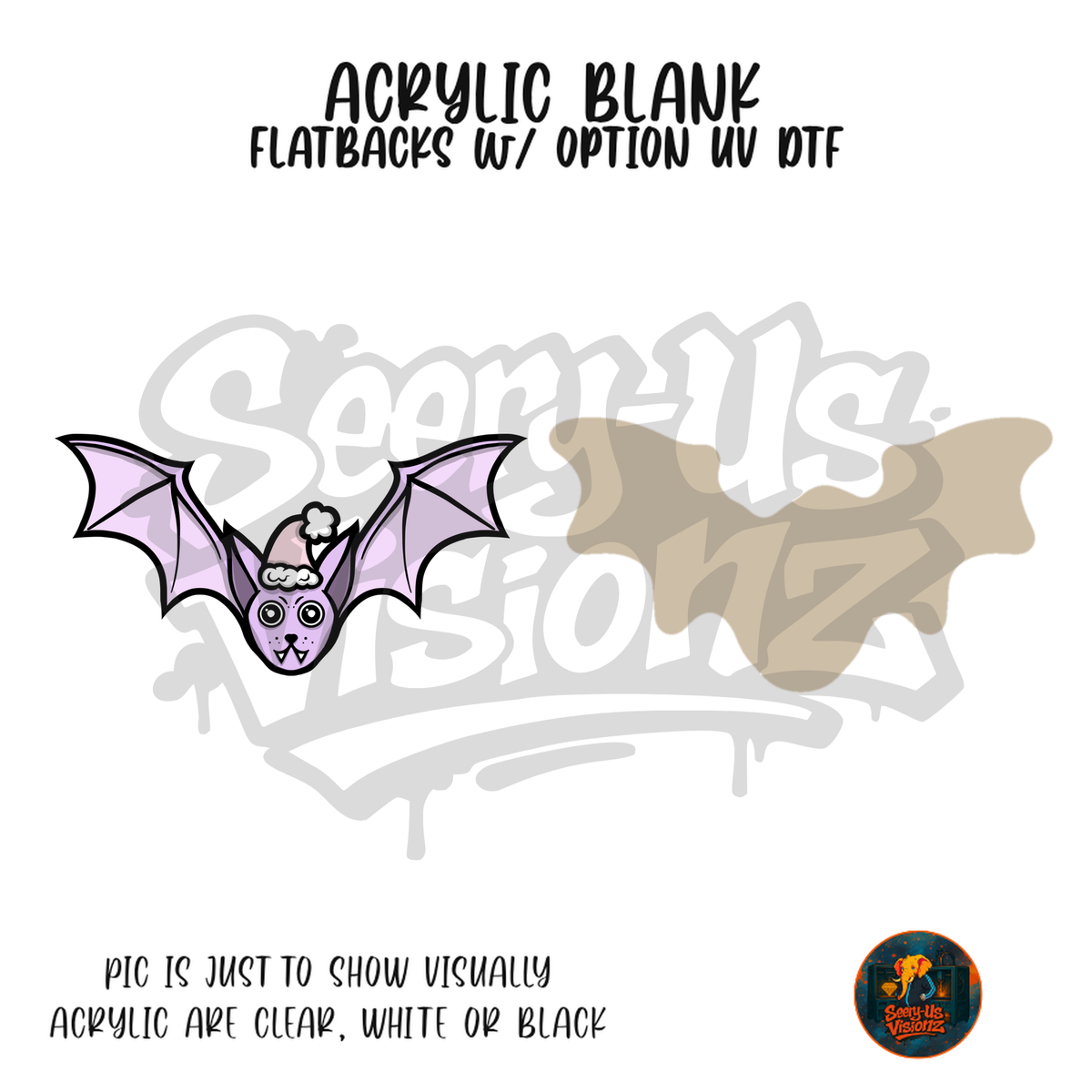 Lavender Sleepy Bat acrylic blank, Acrylic & UV DTF Print