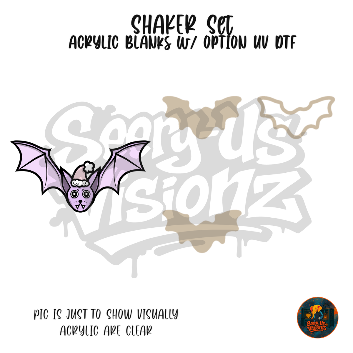 Lavender Sleepy Bat shaker set acrylic blanks