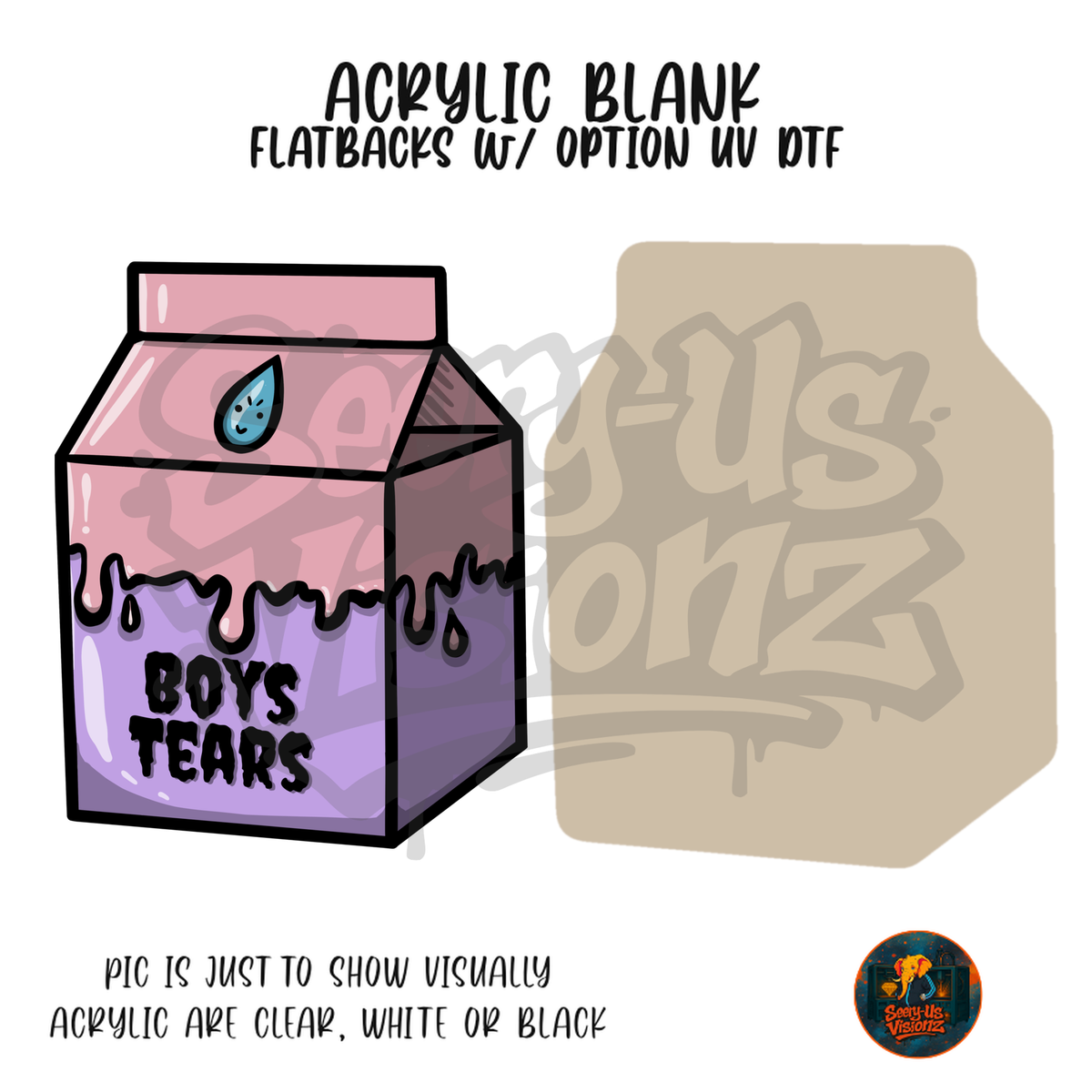 Boys Tears Milk Carton acrylic blank, Acrylic & UV DTF Print