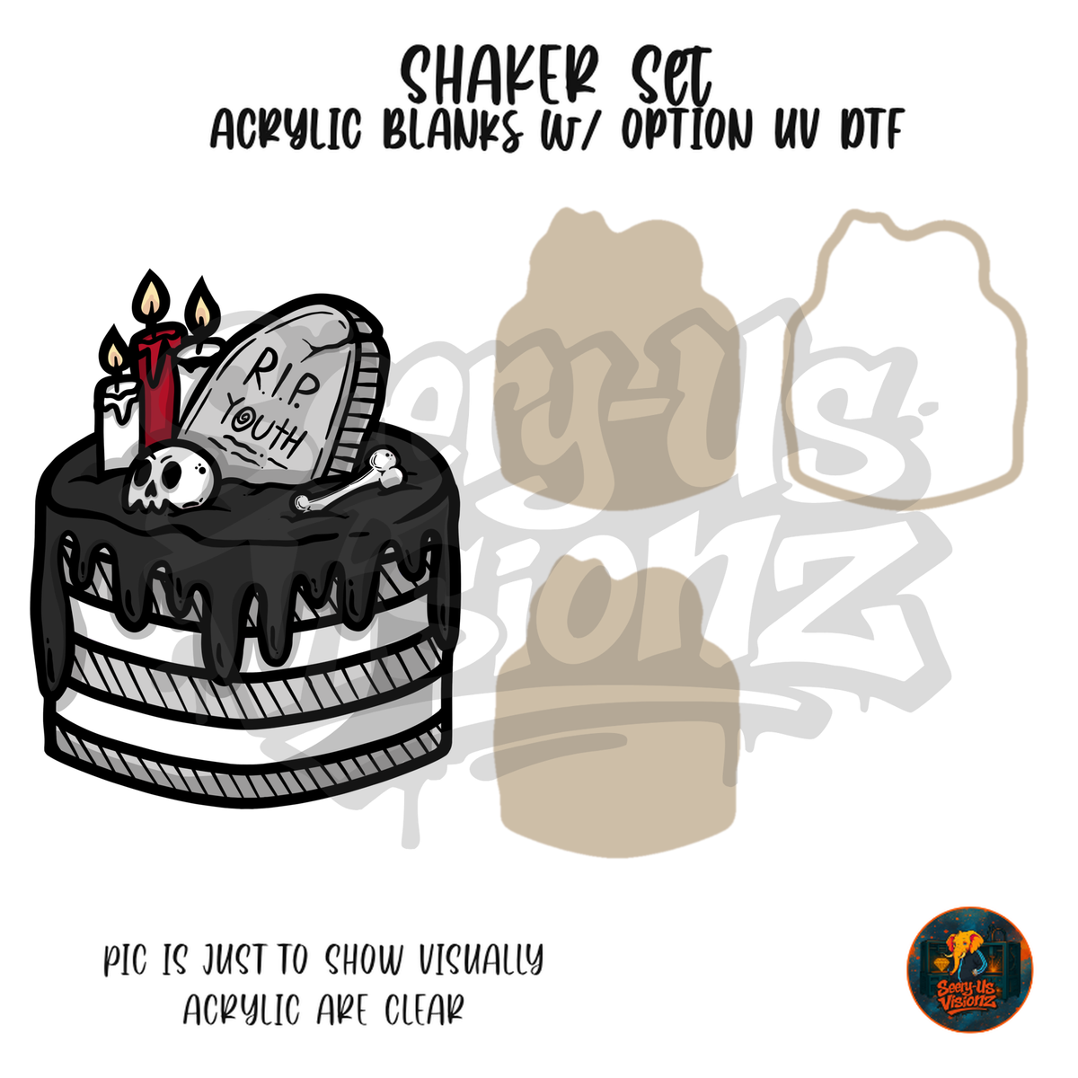 RIP Youth Black Cake shaker set acrylic blanks