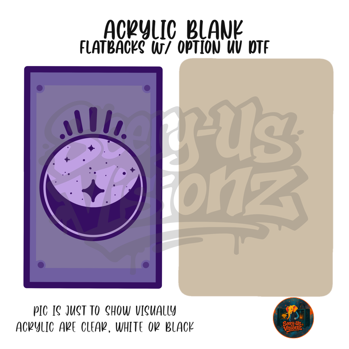 Purple Moon Tarot Card acrylic blank, Acrylic & UV DTF Print