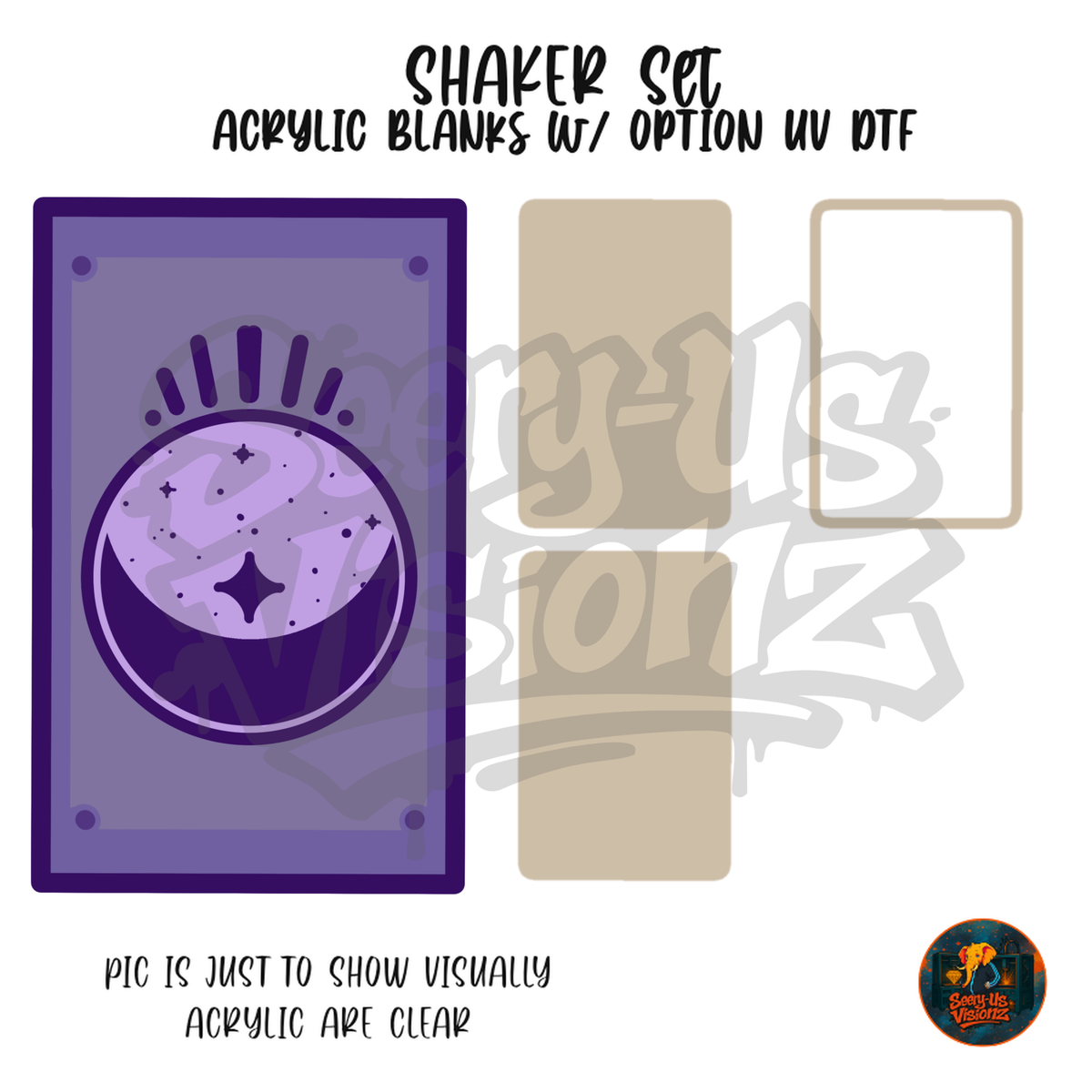 Purple Moon Tarot Card shaker set acrylic blanks