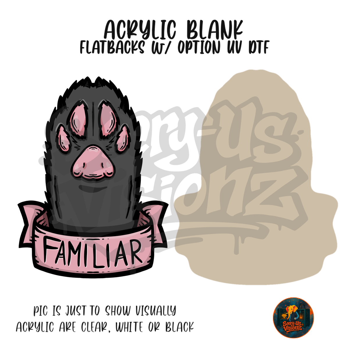 Familiar Black Cat Paw acrylic blank, Acrylic & UV DTF Print